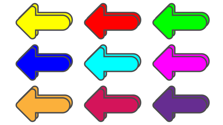 red yellow green pink arrow icon