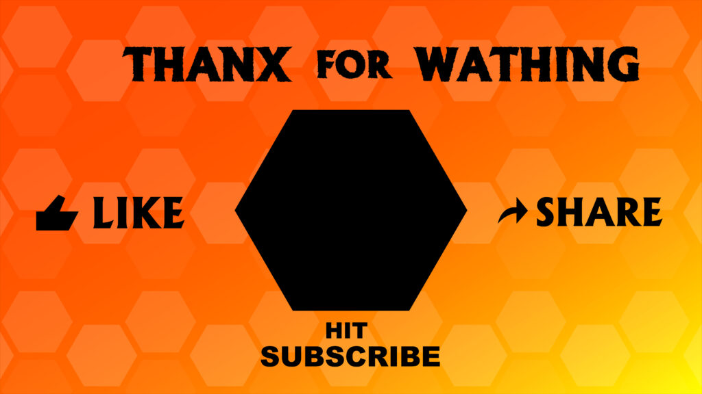 Orange plus yellow Gradient hexagonal design youtube end screen template free