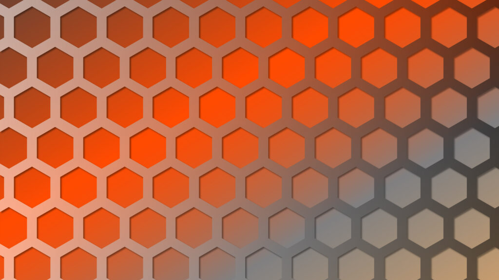 Orange abstract background with honeycomb pattern.