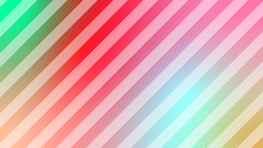 Red and green shaded gradient background with white straps.