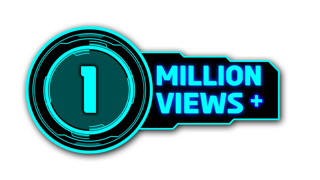 1 Million View PNG Downloads Stunning circle Graphics with Black and Cyan sci fi HUD Displays