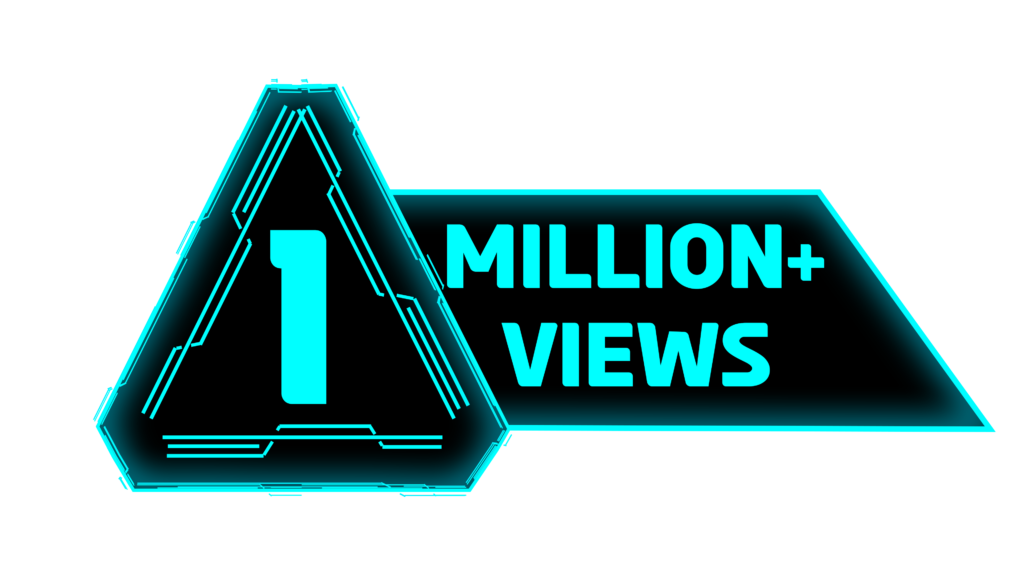 1 Million View with Triangle blue Futuristic Head Up Element