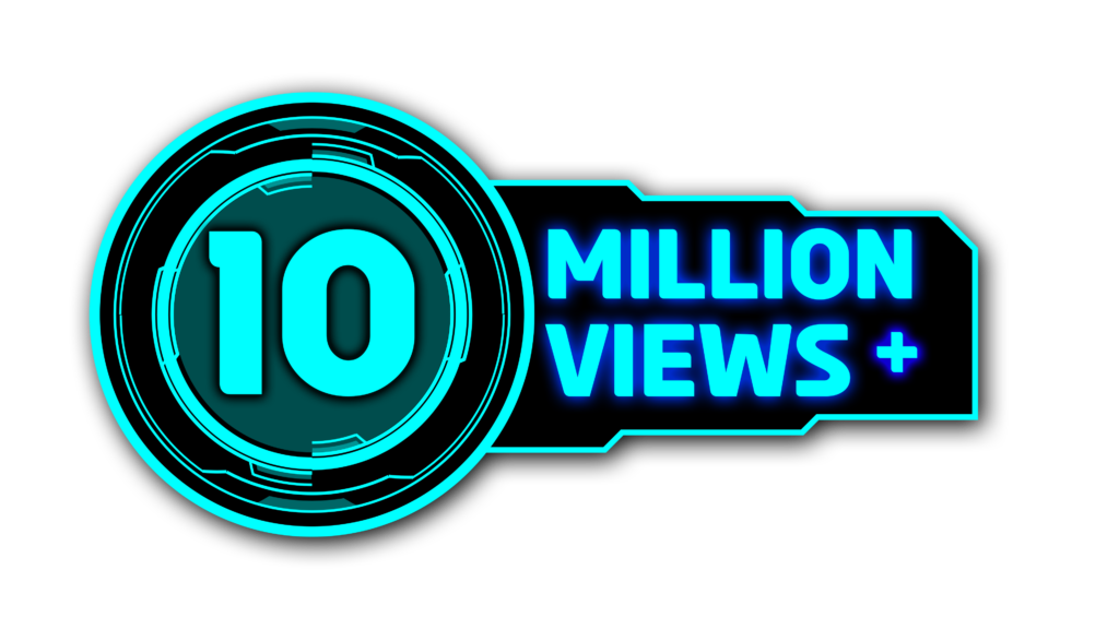 10 Million View PNG Downloads Stunning circle Graphics with Black and Cyan sci fi HUD Displays