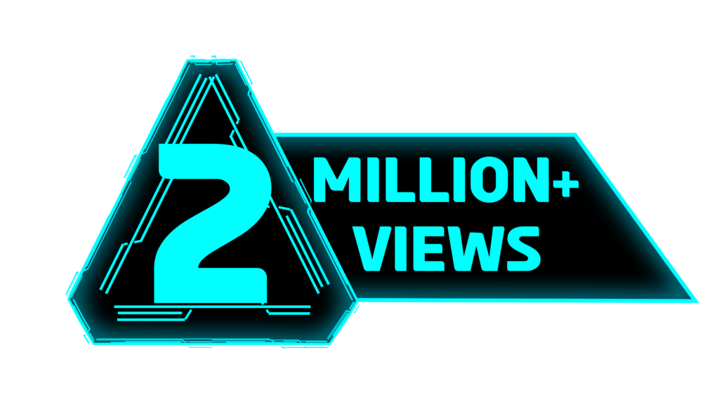 2 Million View with Triangle blue Futuristic Head Up Element