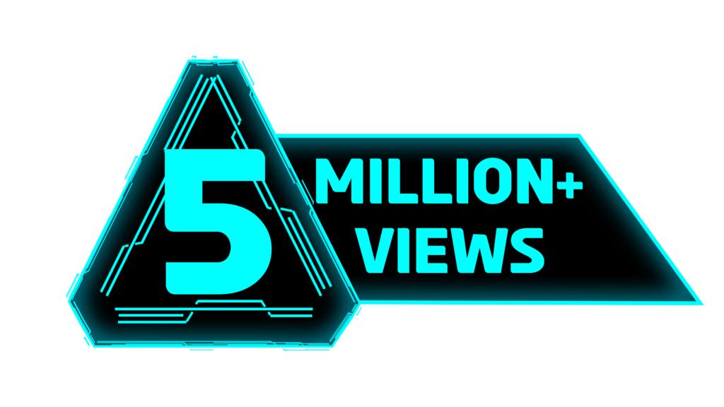 5 Million View with Triangle blue Futuristic Head Up Element