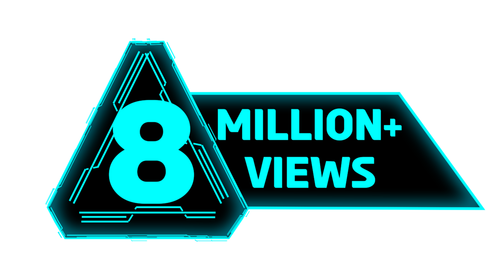 8 Million View with Triangle blue Futuristic Head Up Element