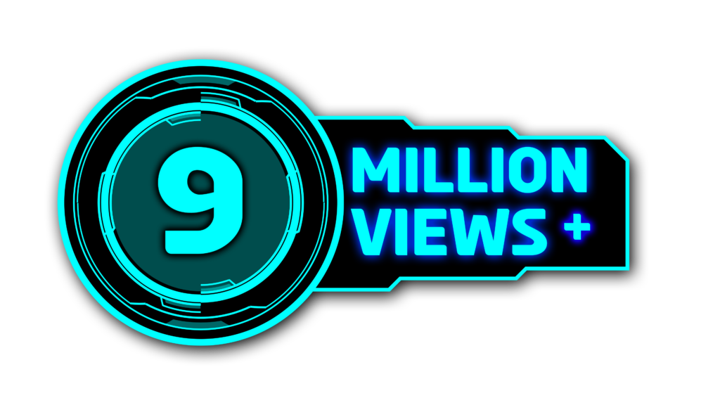 9 Million View PNG Downloads Stunning circle Graphics with Black and Cyan sci fi HUD Displays