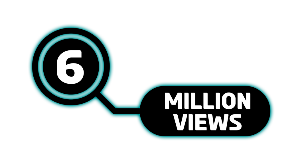 Black and white 6 Million views PNG Infographic