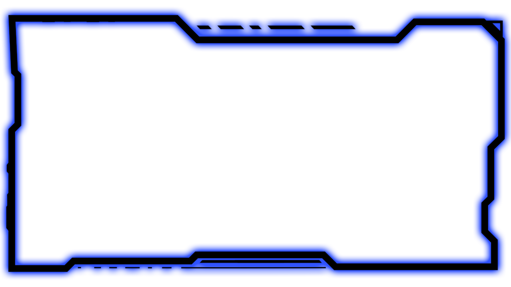 Blue Virtual HUD Display Gaming Border PNG with Futuristic Symbols and Dynamic Interface Design