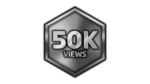 Grey 50k views in hexagone silver shape png icon