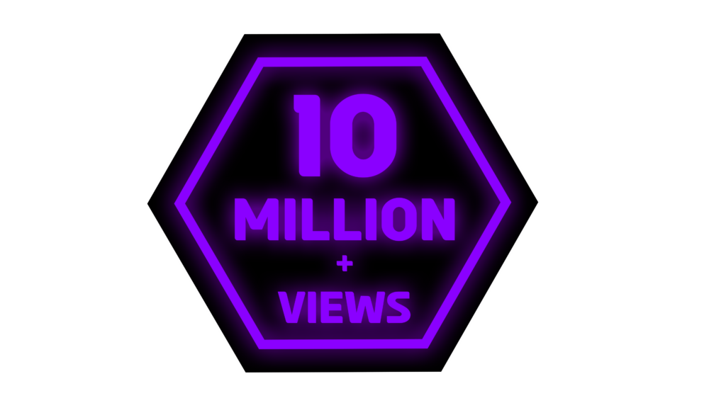 Purple Neon Design for 10 Million Views PNG Creating an Eye Catching and Futuristic Style