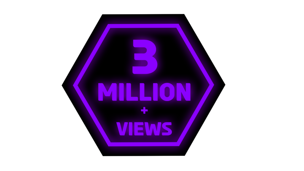 Purple Neon Design for 3 Million Views PNG Creating an Eye Catching and Futuristic Style