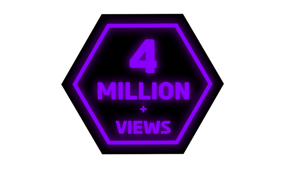 Purple Neon Design for 4 Million Views PNG Creating an Eye Catching and Futuristic Style