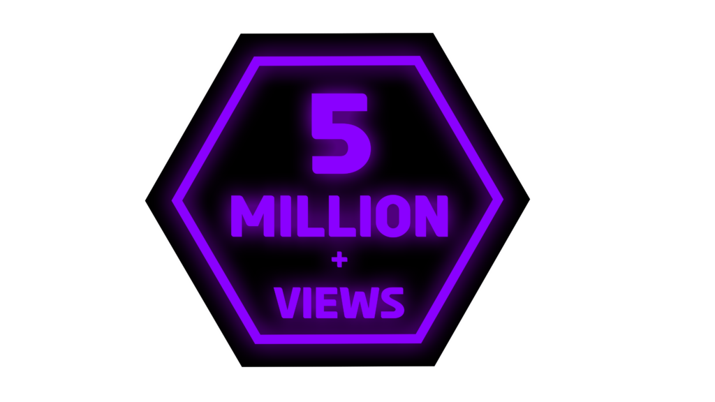 Purple Neon Design for 5 Million Views PNG Creating an Eye Catching and Futuristic Style