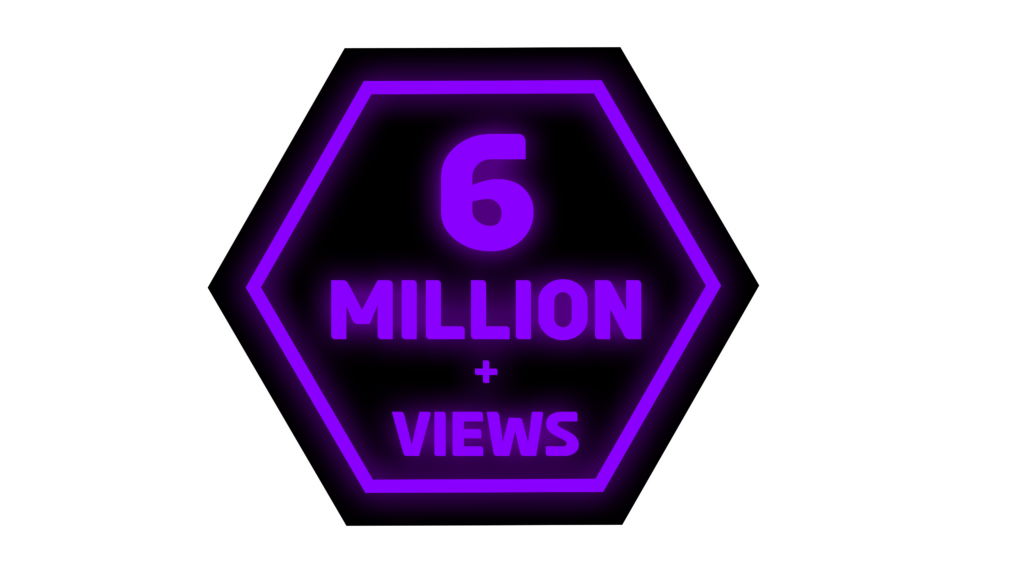 Purple Neon Design for 6 Million Views PNG Creating an Eye Catching and Futuristic Style