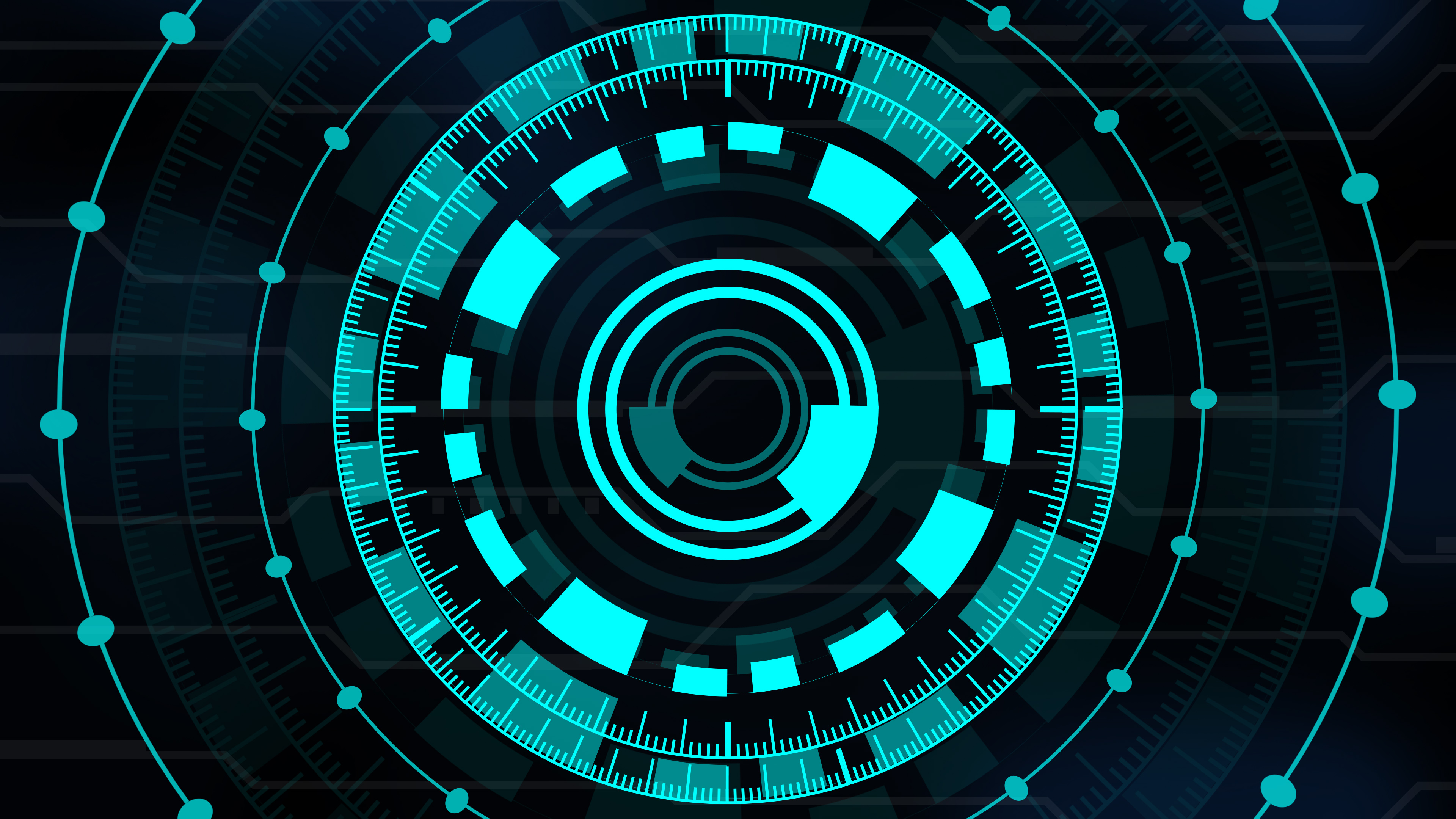 Abstract AI Art Vibrant Circle and Connecting Line Patterns on Turquoise  and Black Background - veeForu