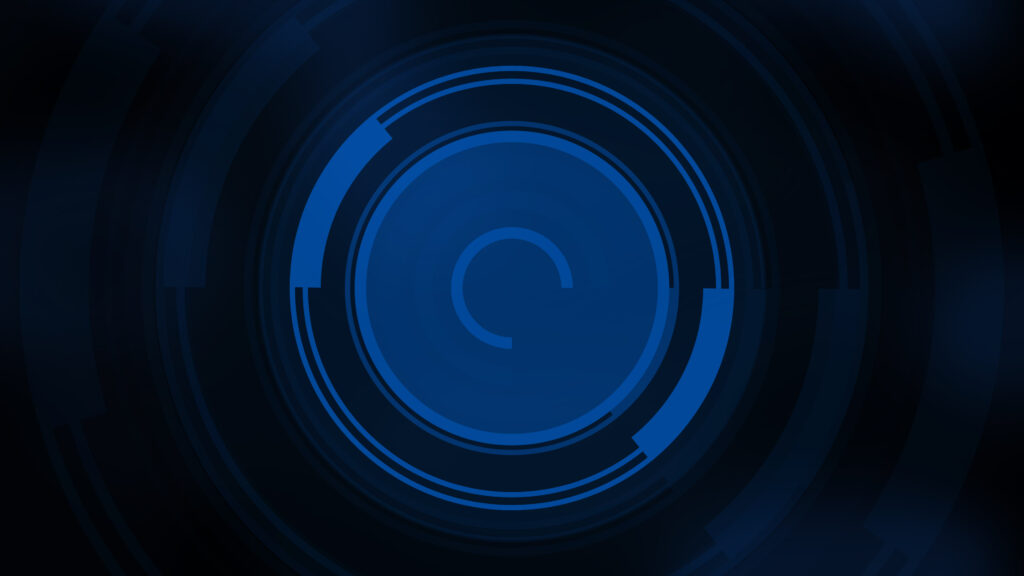 Next Generation Technology Futuristic Circle Design in Bright Blue with Dark Blue Background