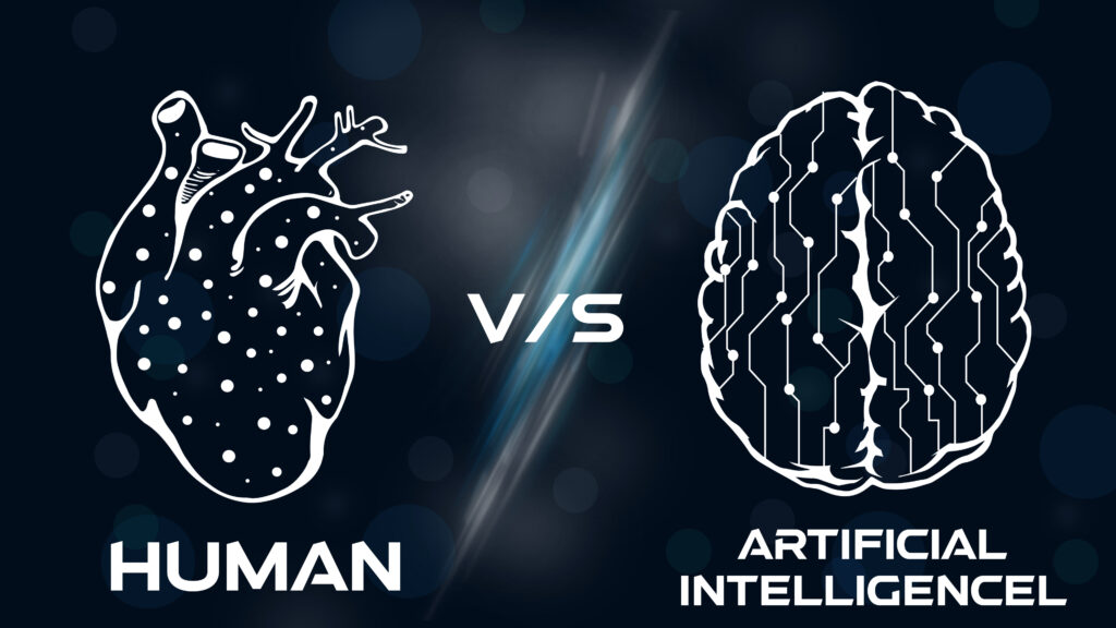 artificial intelligence brain vs human heart background, Ai Background