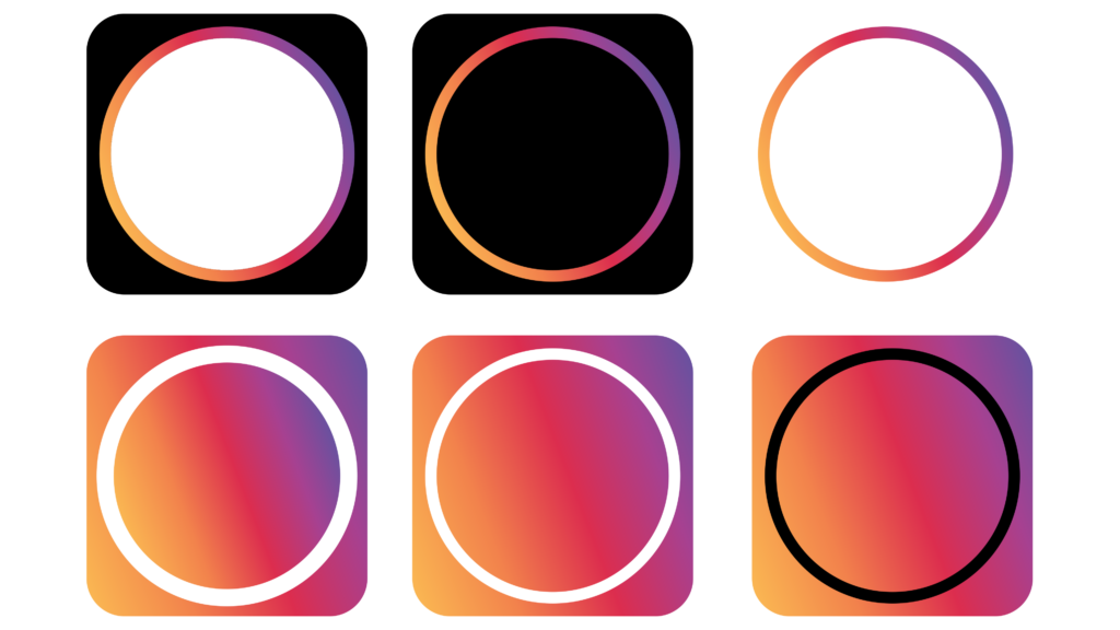 Black and white and all gradient color instagram story circle png