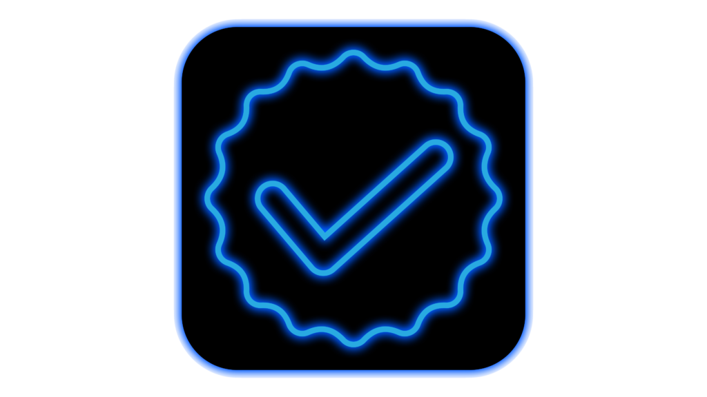 Blue neon instagram verified badge png
