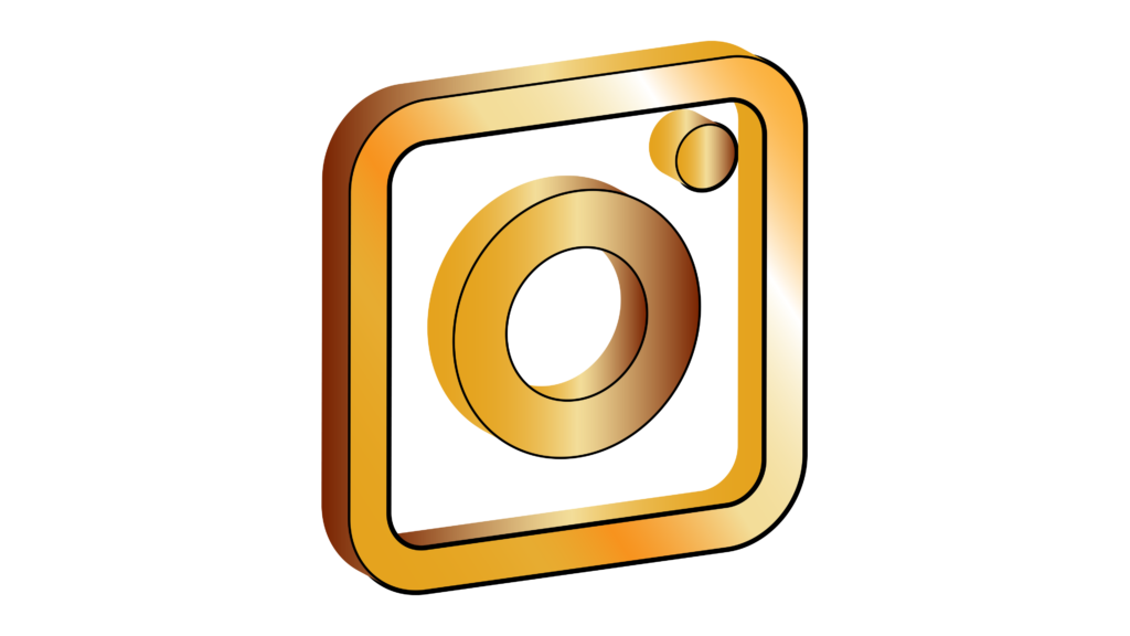 Golden instagram png logo 3d