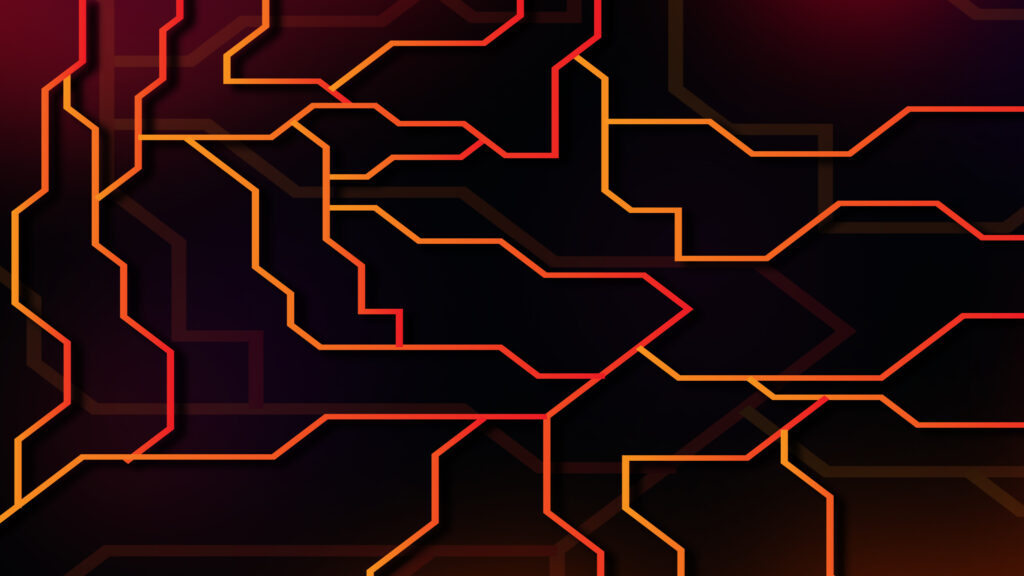 Cybernetic Symphony Abstract Orange Futuristic Background with Dynamic HUD Design