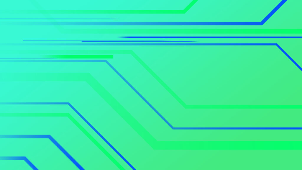 Abstract Blue Cyber Lines and Futuristic Lights on a Green Canvas, Intertwined with Blank Spaces, Evolves into an Abstract Neon Green Cyber Circuit