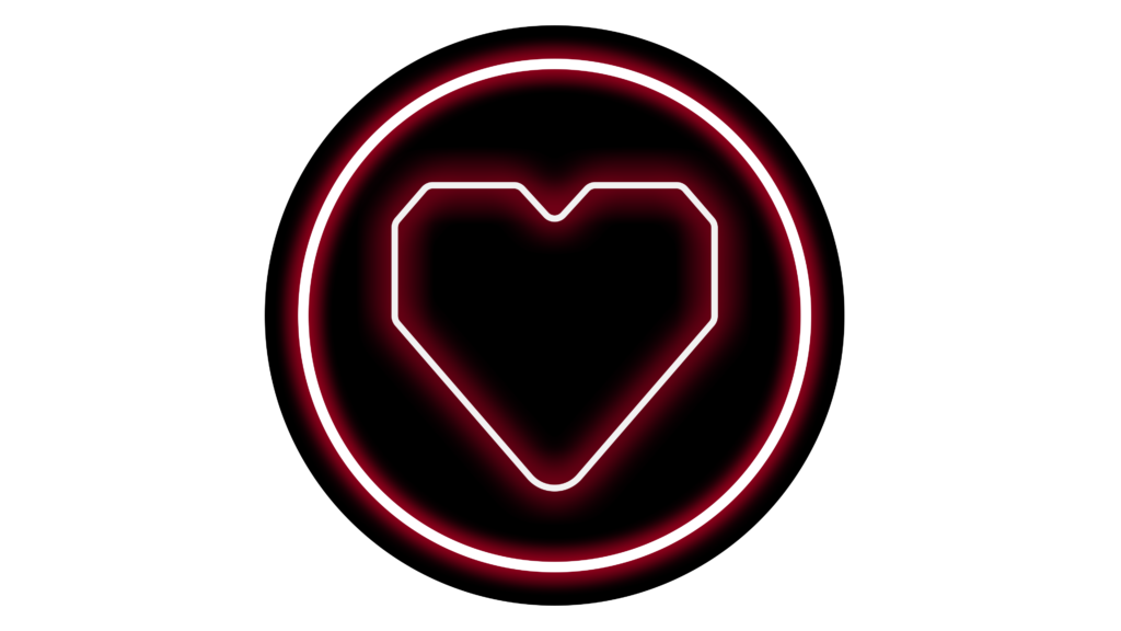 Black and neon red color heart transparent png