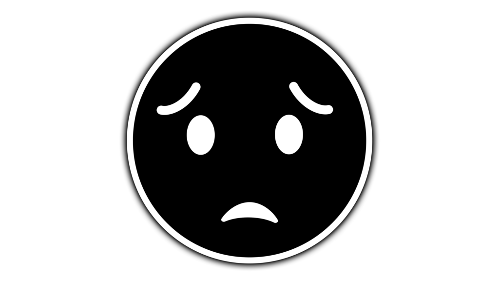 Black and white circle fear emoji png