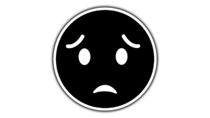 Black and white circle fear emoji png