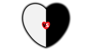 Black and white heart transparent png vs image