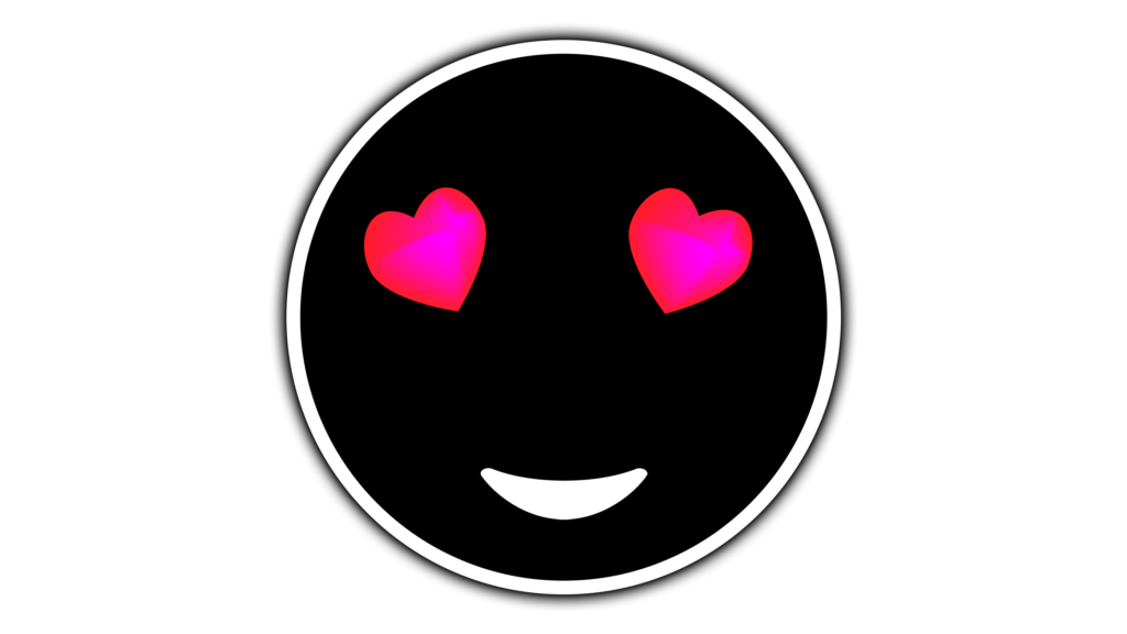 Black color emoji with pink heart eye transparent image free download