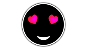 Black color emoji with pink heart eye transparent image free download