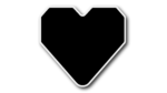 Black color heart png with rectangular shape with silver stroke