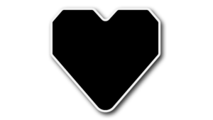 Black color heart png with rectangular shape with silver stroke