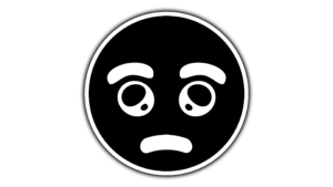 Black color transparent sad emoji png free download