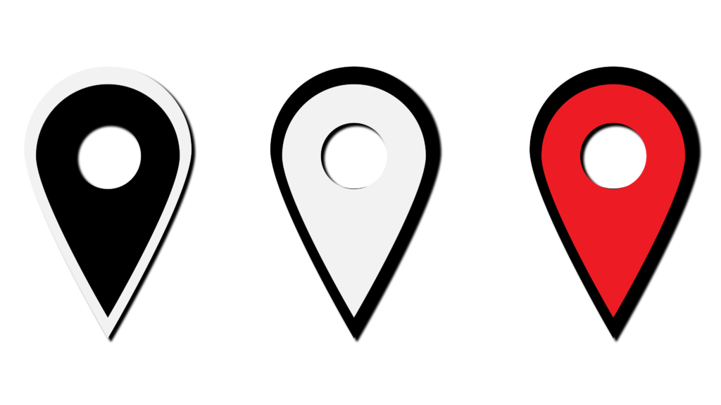 Black, white, red color location pin png HD download