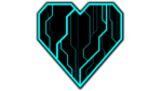 Futuristic Heart PNG with sci fi cyan lines black color transparent image