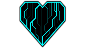 Futuristic Heart PNG with sci fi cyan lines black color transparent image