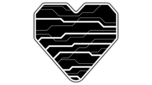 Heart PNG sci fi futuristic design black and white transparent image