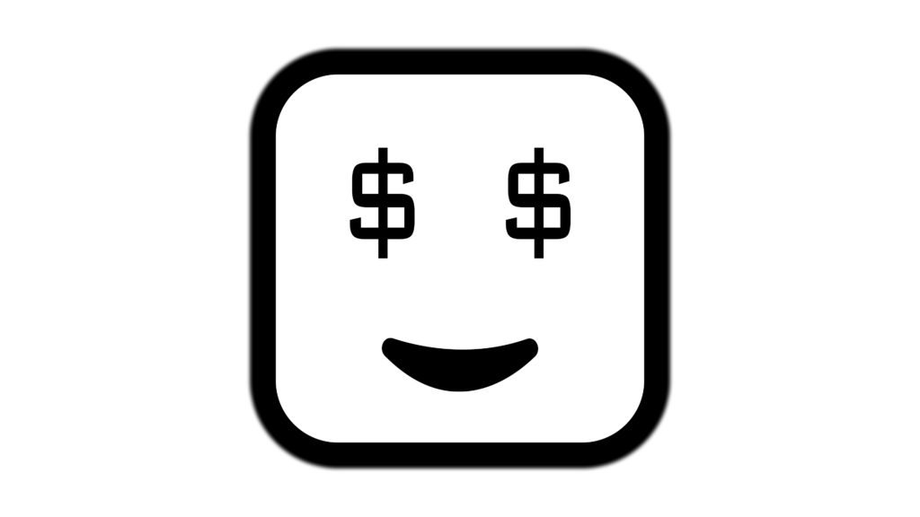 Money eyes with smile white color emoji free download