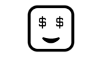 Money eyes with smile white color emoji free download