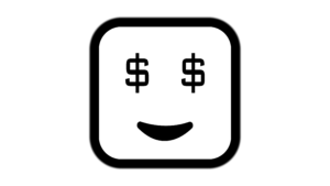 Money eyes with smile white color emoji free download