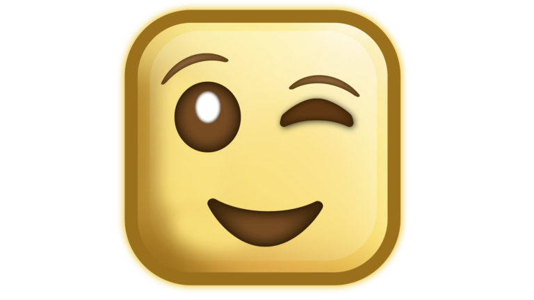 One eye closed teasing emoji png download with square shape design