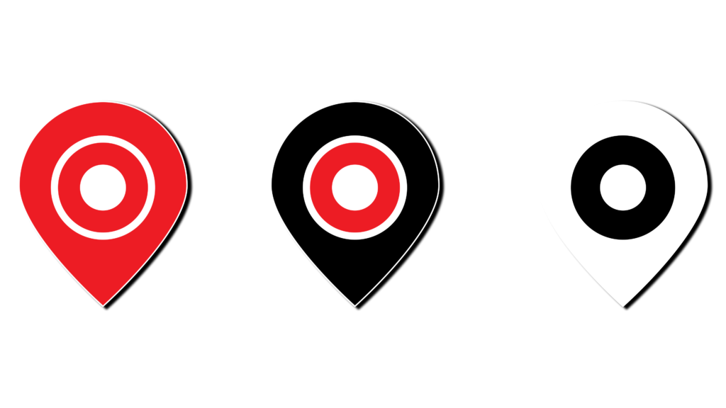 Red, black and white gps loaction symbol png transparent image