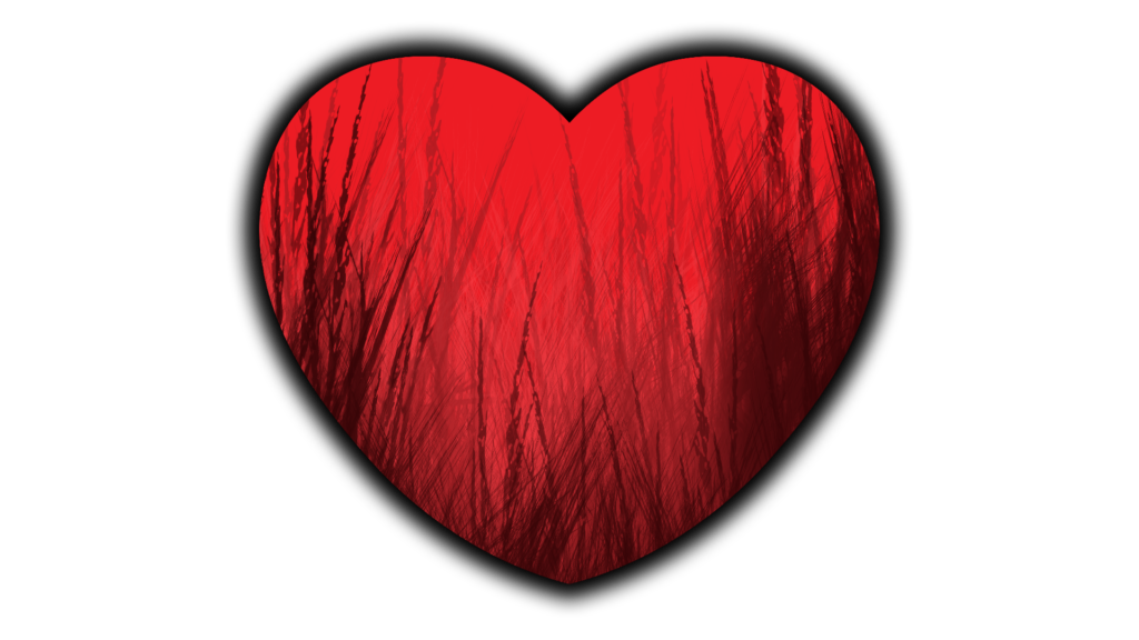 Red color heart with grass png