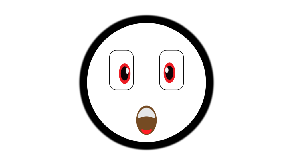 Red eye face emoji white color background