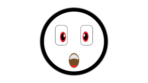 Red eye face emoji white color background