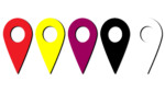 Red, yellow, pink, black, white loaction icon png free download