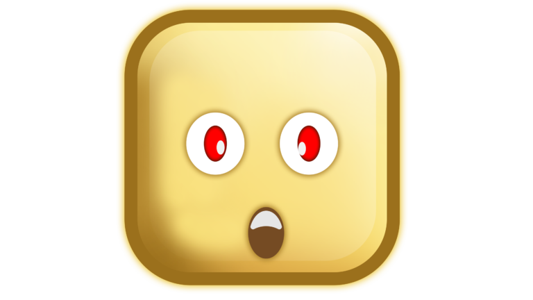 Shocked emoji png with sqaure face brown color Full HD transparent image